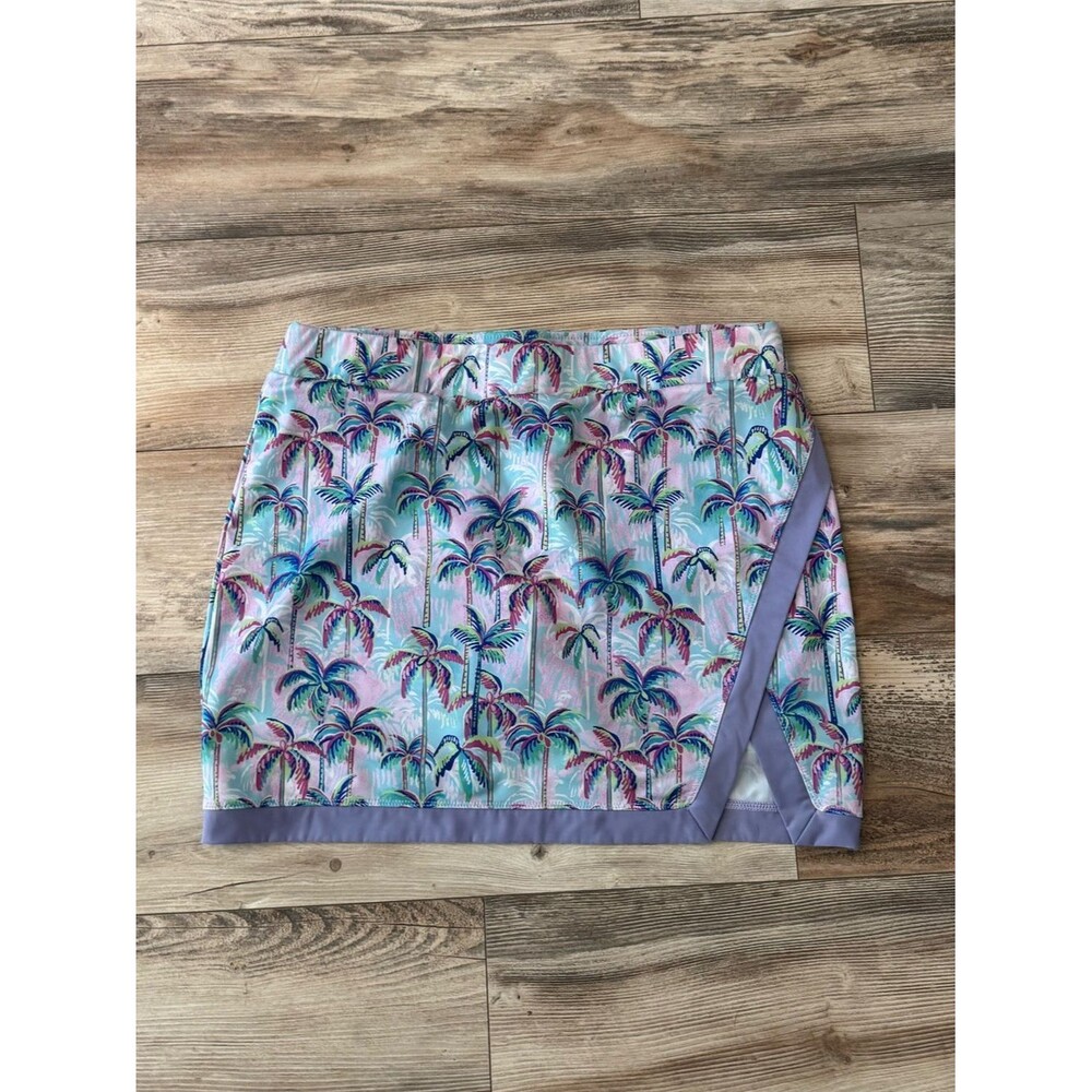Stella Parker Golf Collection Tropical Palms Skort Purple Green Size Large